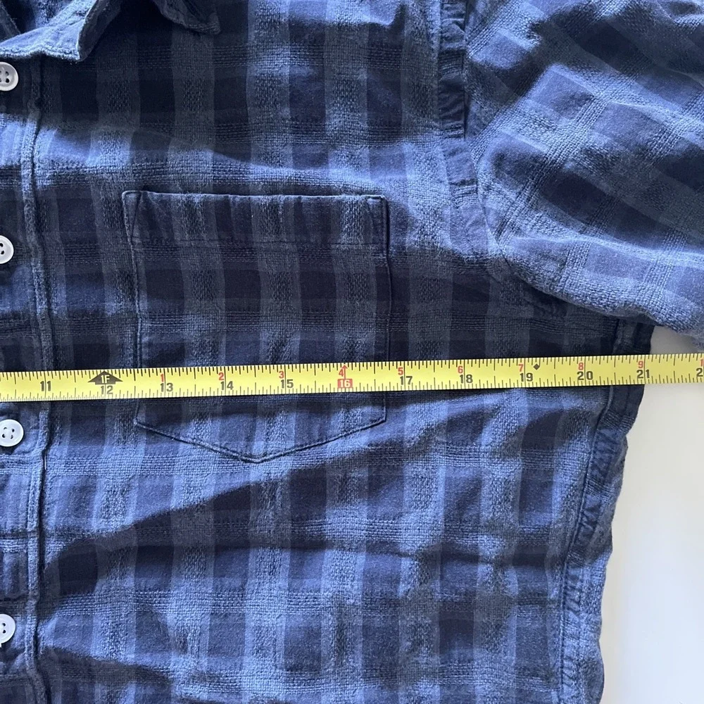 J.‎ Crew Mercantile Men's Size M Blue Plaid Button Up Casual 100% Cotton